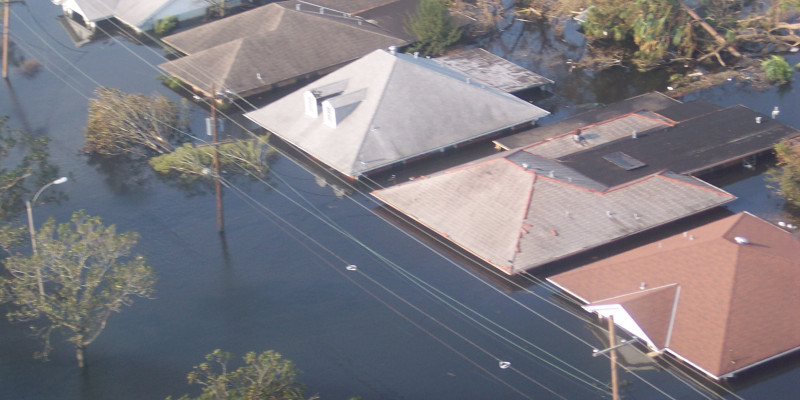 Homes flooded up to their eaves