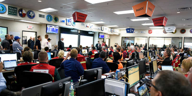 President Trump in Houston's EOC